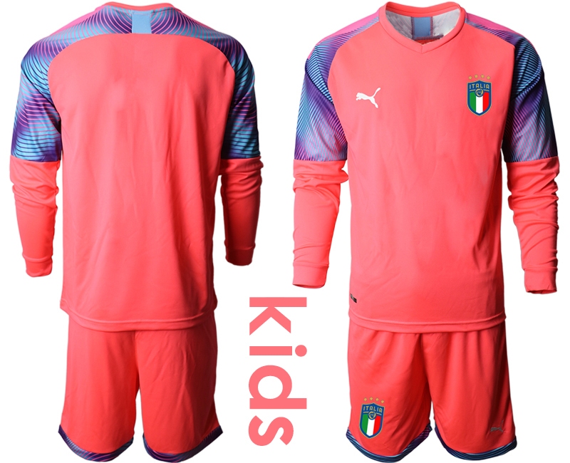 Cheap Youth 2021 European Cup Italy pink Long sleeve goalkeeper Soccer Jersey
